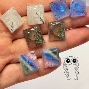 Handmade Shrink Plastic & Resin Earrings Set